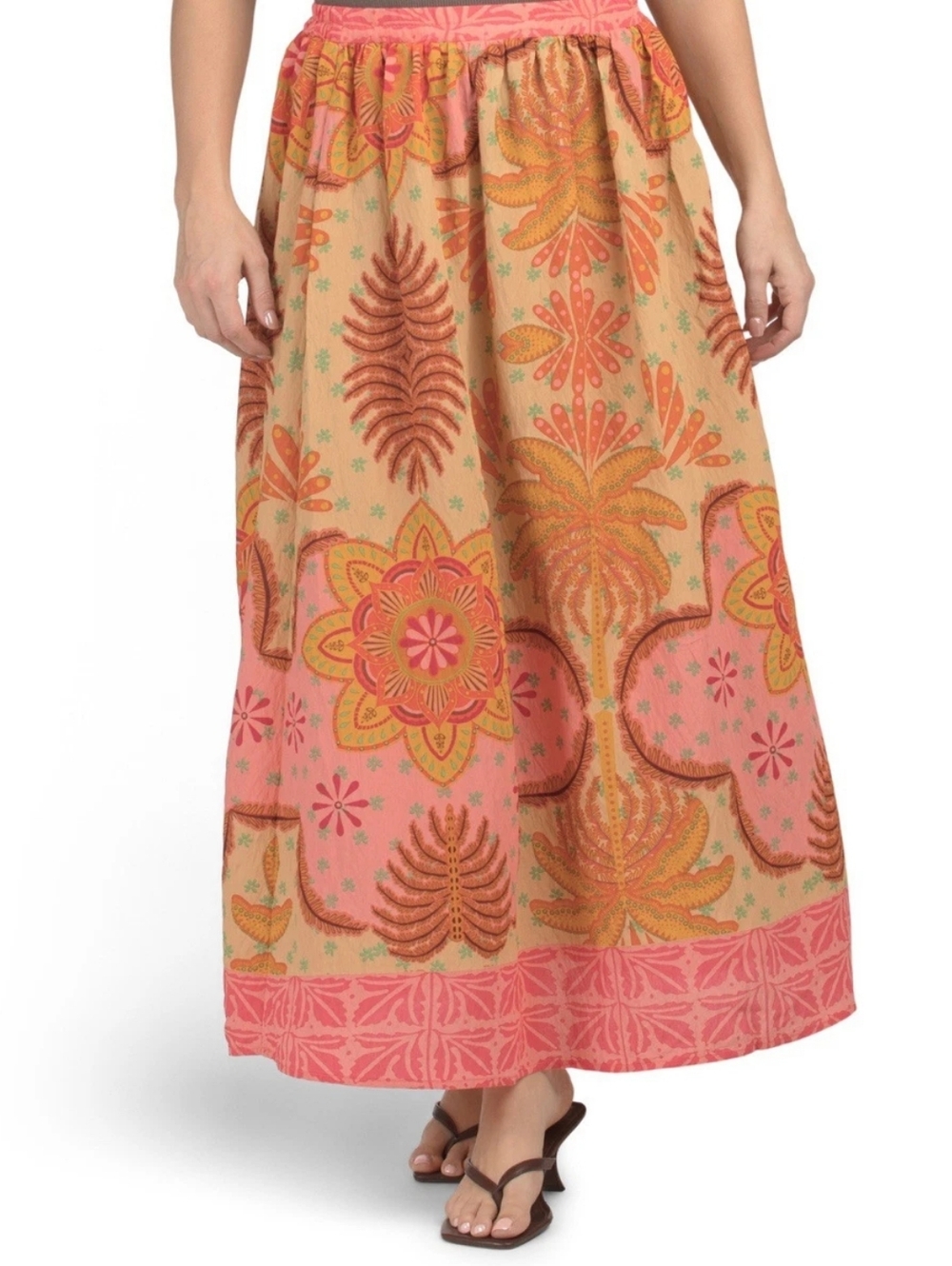 NWOT Calypso St Barth Boho Mandala Print Midi Skirt Coral Peach Size M - Picture 12 of 12